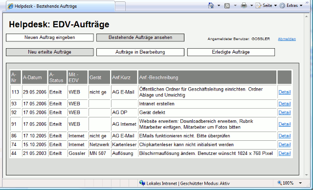 Softwareentwicklung - Intranet